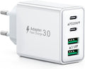 Caricatore USB C Presa, 40W 4-Porto Alimentatore USB Multipla Ricarica Veloce Caricabatterie Spinotto Multiplo Carica Spina Rapido Caricatore per iPhone 17 16 15 14 13 12 11 Pro Max Plus,Samsung