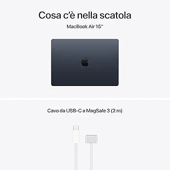 Apple MacBook Air 15'' con chip M5: progettato per l’AI, display Liquid Retina da 15,3'', 24GB di memoria unificata, 1 TB di archiviazione SSD, 10 CPU, 10 GPU, Wi Fi 7 – Mezzanotte