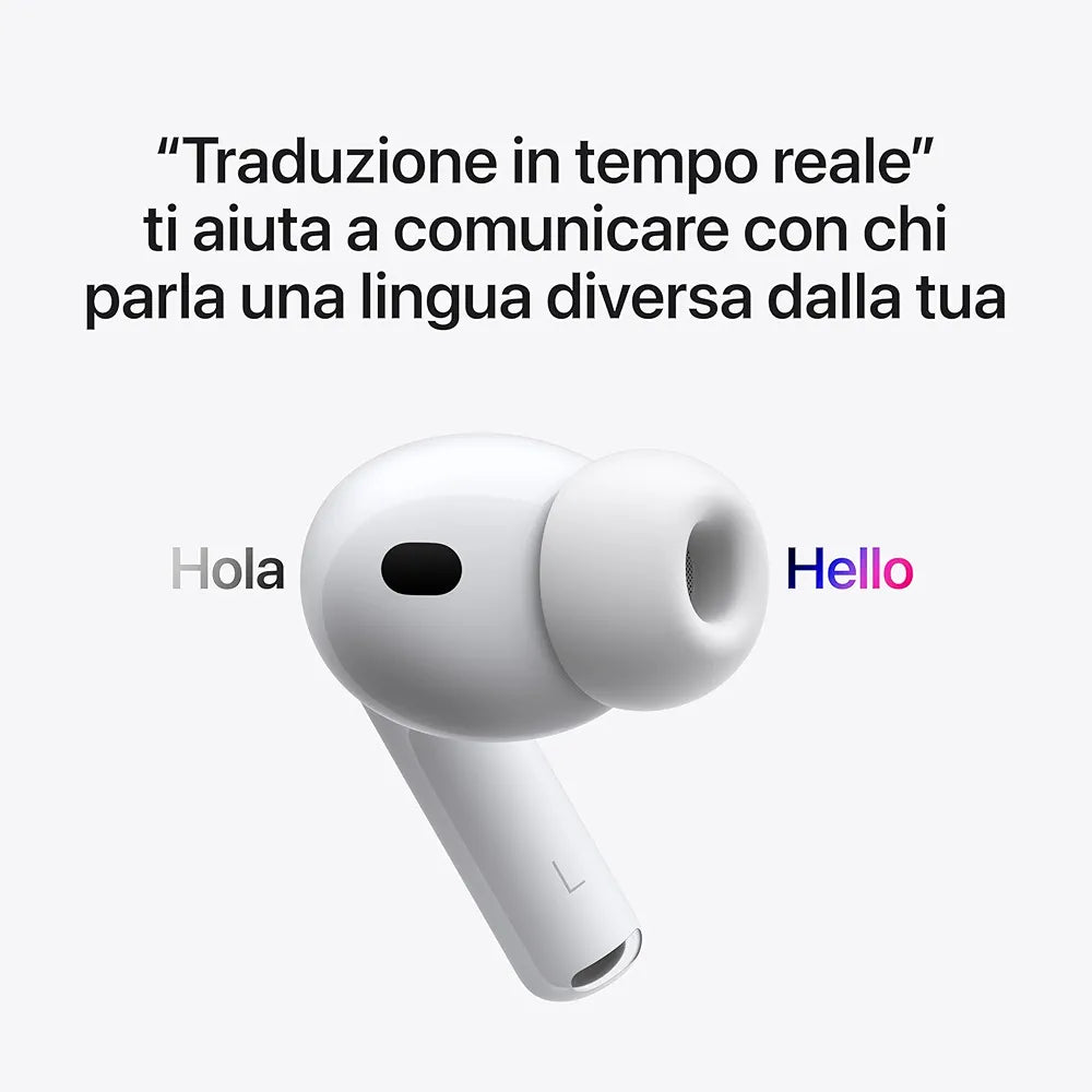 Apple AirPods Pro 3, Cancellazione attiva del rumore, Rilevamento della frequenza cardiaca, Cuffie Bluetooth, Audio spaziale, Suono ad alta fedeltà, Ricarica USB-C