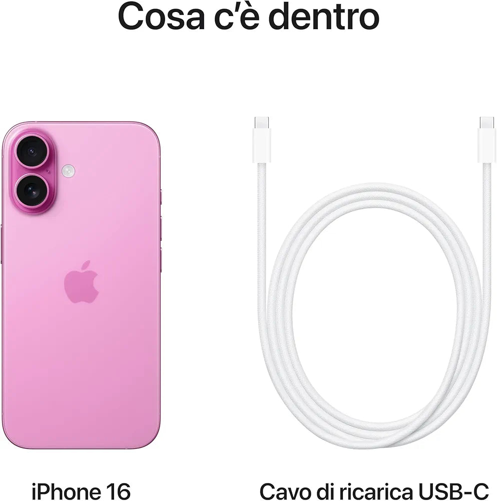 Apple iPhone 16 128 GB: Telefono 5G con Controllo fotocamera, chip A18 e tanta autonomia in più. Compatibile con AirPods; Rosa