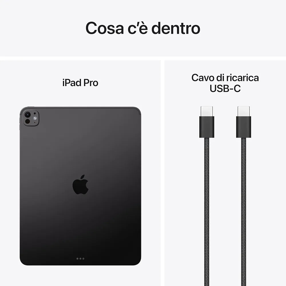 Apple iPad Pro 13'' (M5): Ultra Retina XDR, Vetro standard, 256 GB, Wi-Fi, fotocamere frontale e posteriore da 12MP, scanner LiDAR, un giorno di batteria – Nero siderale