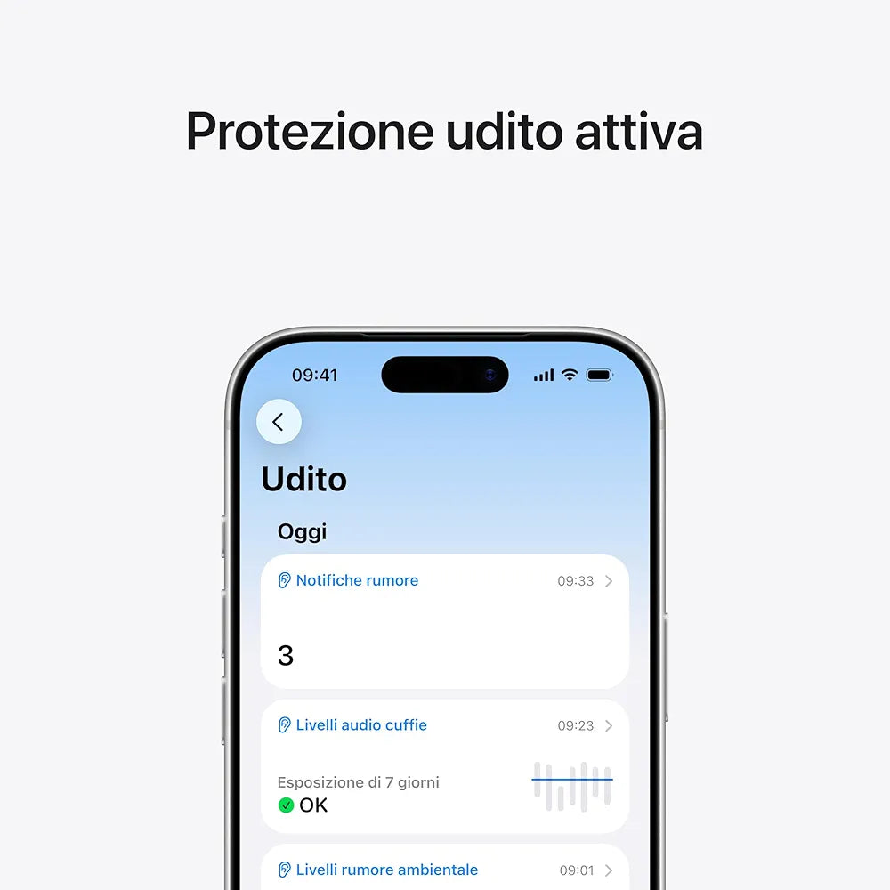 Apple AirPods Pro 3, Cancellazione attiva del rumore, Rilevamento della frequenza cardiaca, Cuffie Bluetooth, Audio spaziale, Suono ad alta fedeltà, Ricarica USB-C
