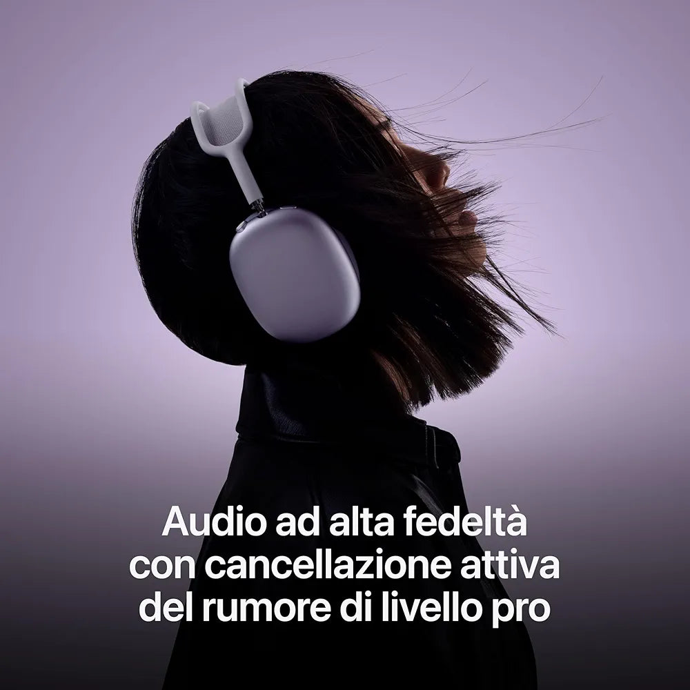 Apple AirPods Max Cuffie wireless over-ear, Cancellazione attiva del rumore di livello pro, Modalità Trasparenza, Audio spaziale personalizzato, Ricarica USB-C, Cuffie Bluetooth per iPhone, Viola