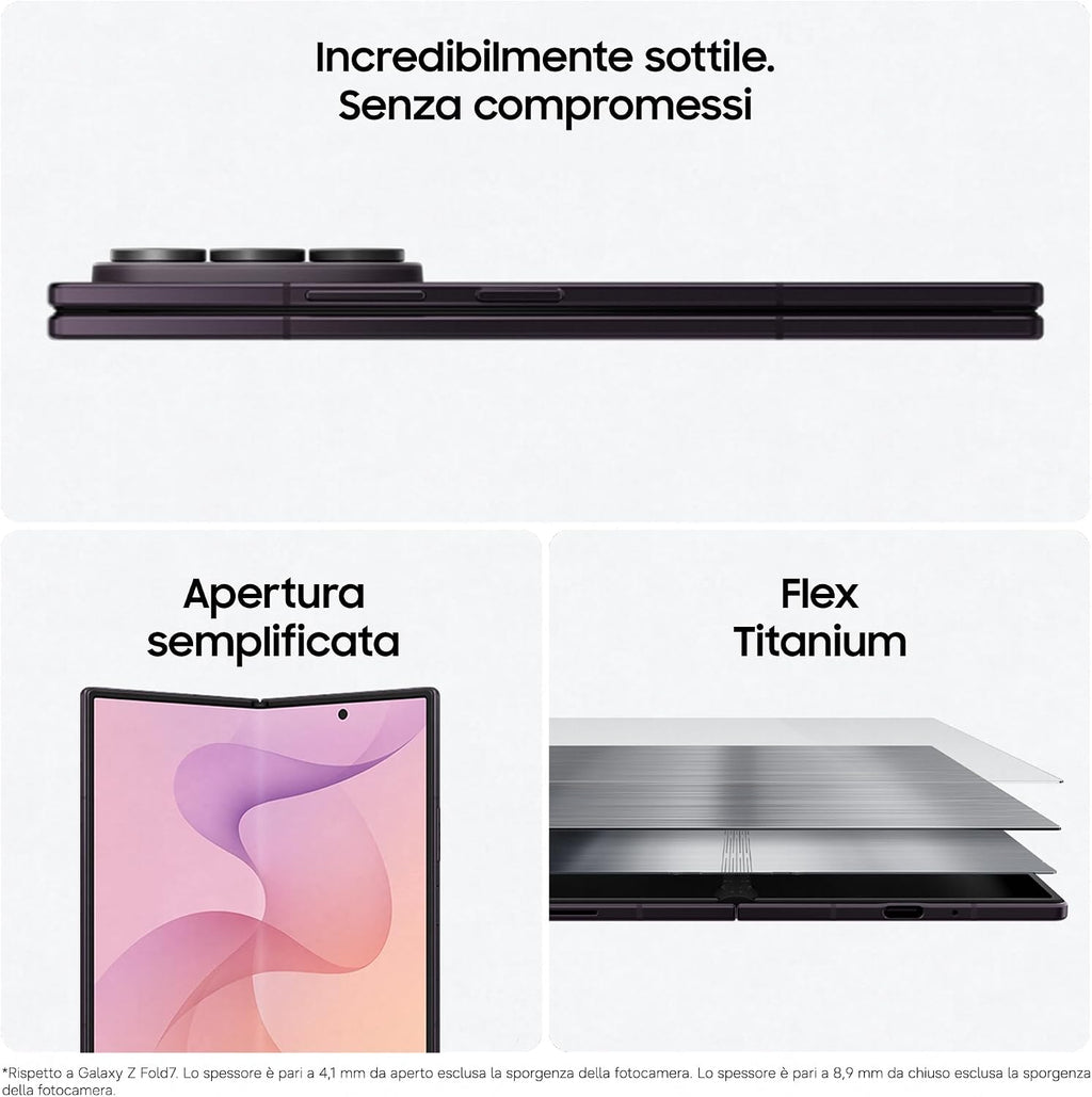 Samsung Galaxy Z Fold8 Ultra, 1TB, Violet Shadow [Versione Italiana] 3 anni di Garanzia, Processore Potente, Batteria 5000 mAh, Multischermo, RAM 16GB, Camera 200 MP, Now Nudge, Assistente Foto