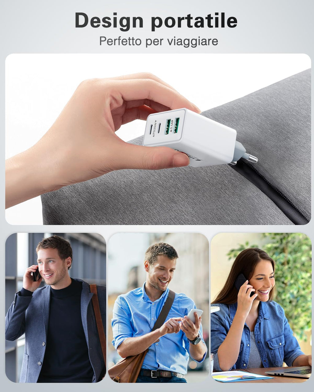 Caricatore USB C Presa, 40W 4-Porto Alimentatore USB Multipla Ricarica Veloce Caricabatterie Spinotto Multiplo Carica Spina Rapido Caricatore per iPhone 17 16 15 14 13 12 11 Pro Max Plus,Samsung