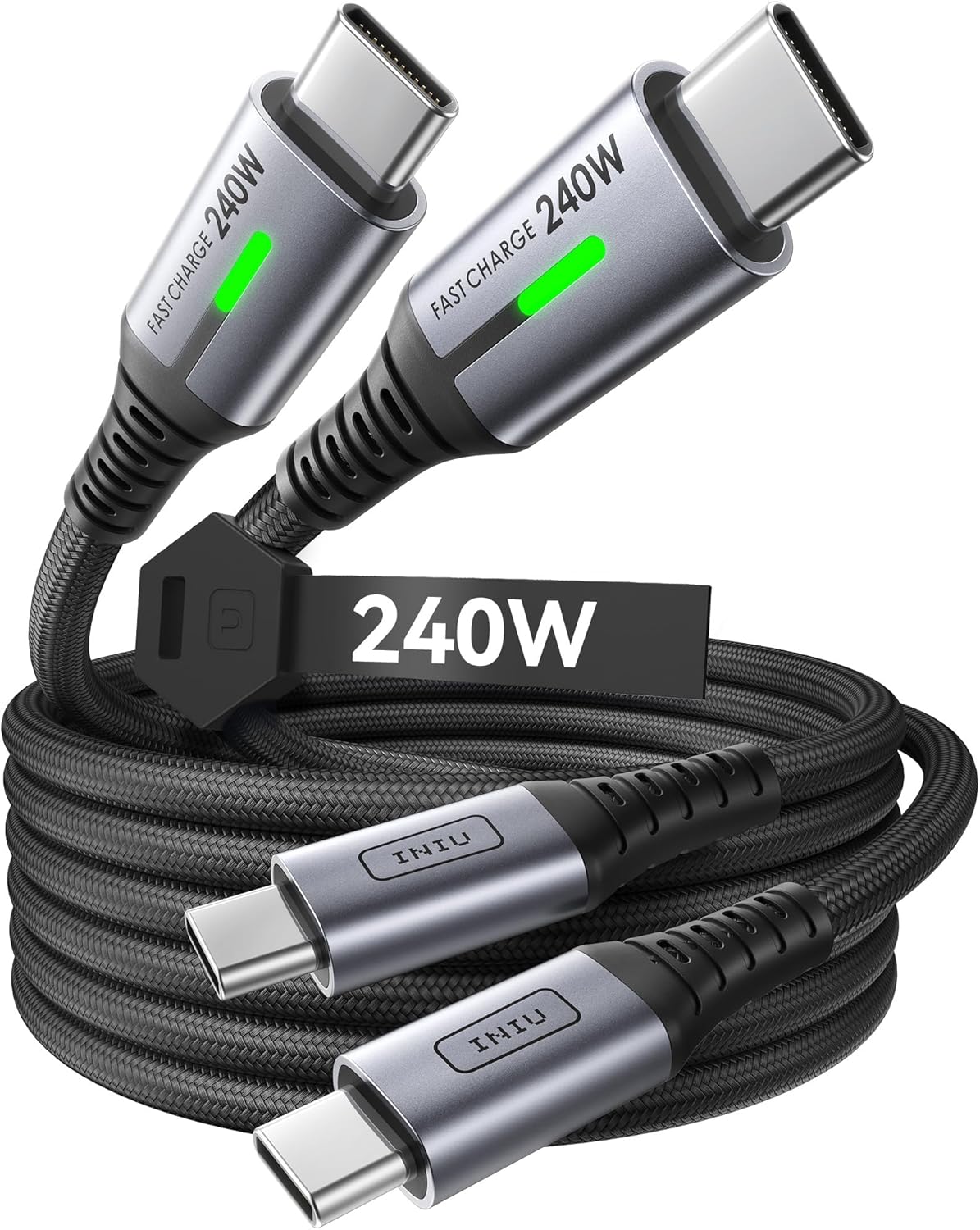 INIU 240W Cavo USB C a USB C, [2-Pezzi 2m] Cavo USB Ricarica Rapida Type-C Nylon Cavo, USBC per iPhone 17 Pro Max, MacBook Air, iPad Pro, Samsung Galaxy S25 Ultra, Pixel 10, Steam Deck ecc