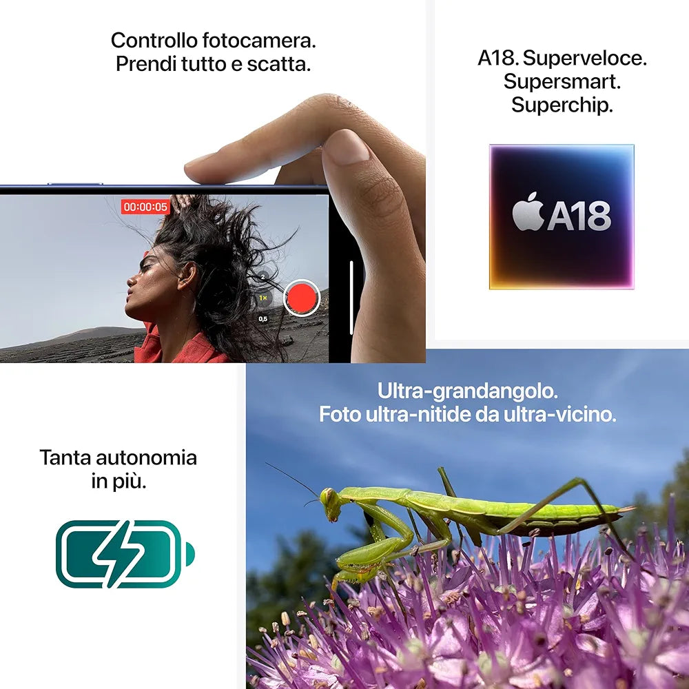 Apple iPhone 16 128 GB: Telefono 5G con Controllo fotocamera, chip A18 e tanta autonomia in più. Compatibile con AirPods; Rosa