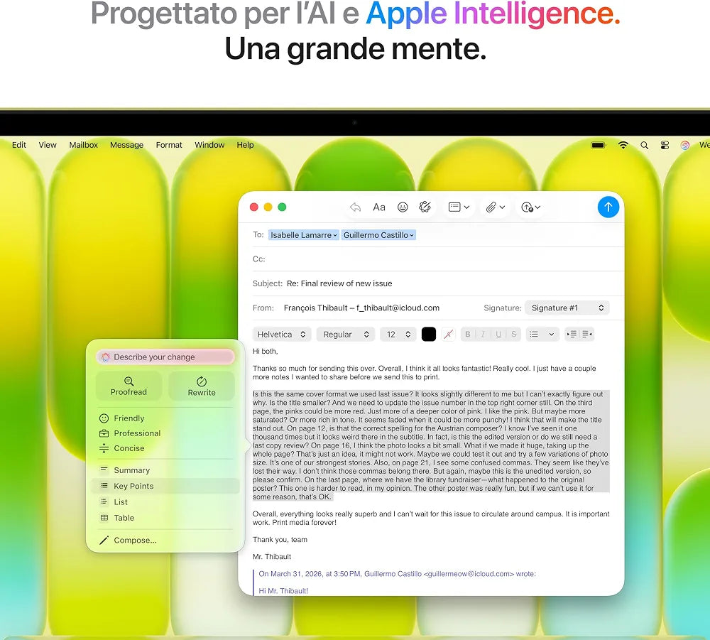 Apple MacBook Neo 13'' con chip A18 Pro: progettato per l’AI e Apple Intelligence, display Liquid Retina, 256GB di archiviazione SSD, videocamera FaceTime HD a 1080p – Giallo agrume